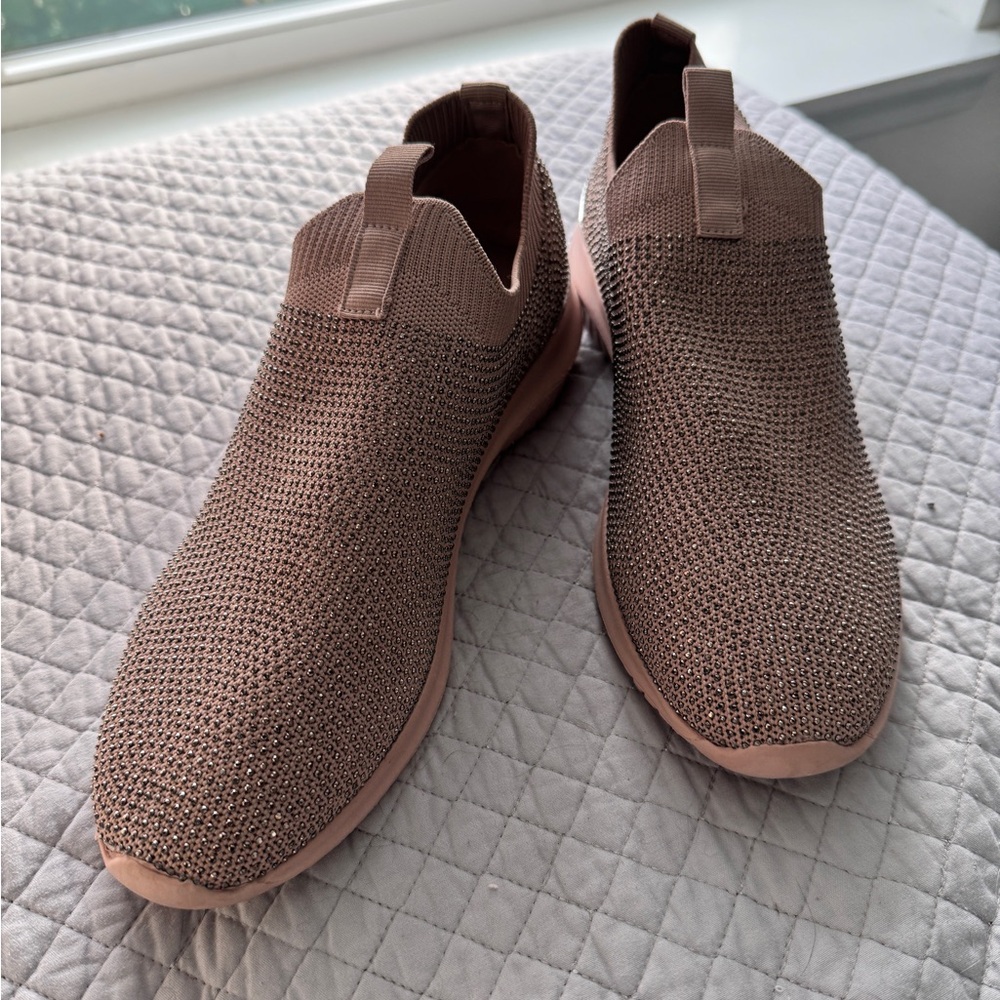 Anne Klein Knit Slip-On Sneakers in Rose Taupe